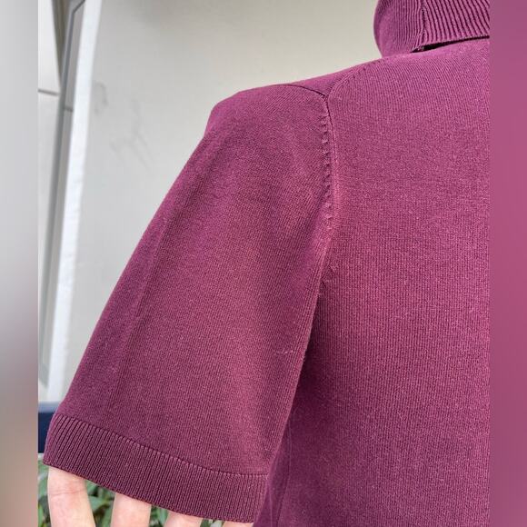 ☘️ Mango Short Sleeve Turtleneck in Burgundy / Mauve, L - Picture 6 of 12